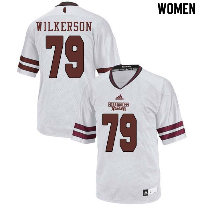 Women #79 Evans Wilkerson Mississippi State Bulldogs College Football Jerseys Sale-White - Click Image to Close